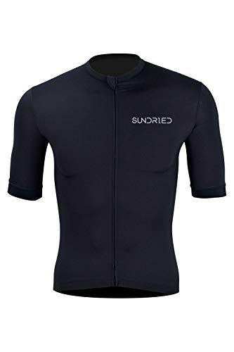 SUNDRIED Jersey Ciclo Hombre Negro Bicicletas Premium Ropa Italiana Telas Carretera y MTB (Negro, XL)