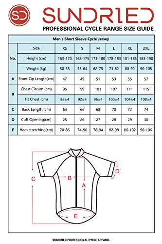 SUNDRIED La Camisa de Manga Corta para Hombre Jersey de Ciclo Bici del Camino Top Bicicleta de montaña (Negro, M)