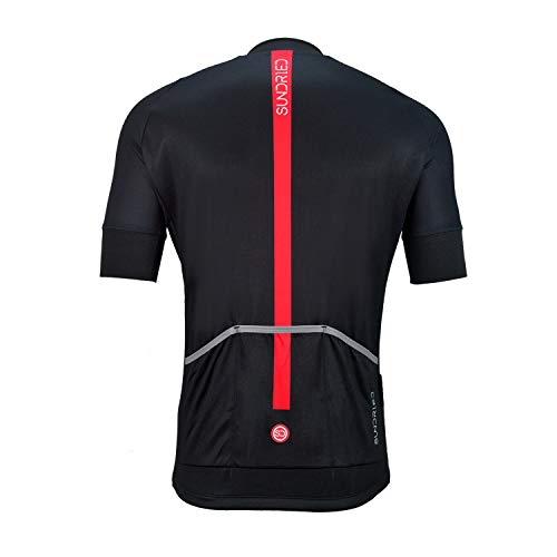 SUNDRIED La Camisa de Manga Corta para Hombre Jersey de Ciclo Bici del Camino Top Bicicleta de montaña (Negro, S)