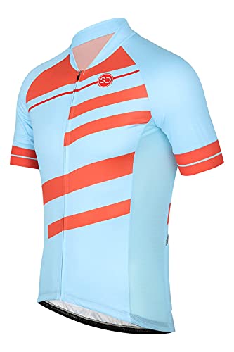 SUNDRIED los Hombres de Manga Corta de Ciclo Jersey Retro Bici del Camino del Camiseta Top Azul Bicicleta de montaña (Azul, XS)