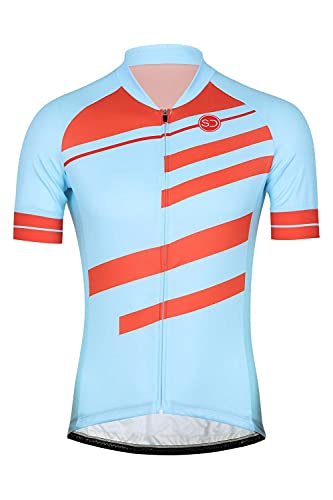 SUNDRIED los Hombres de Manga Corta de Ciclo Jersey Retro Bici del Camino del Camiseta Top Azul Bicicleta de montaña (Azul, XS)