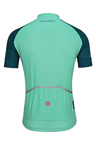 SUNDRIED Maillot Ciclista clásico de Manga Corta para Hombre Bicicleta de Pista Top Ciclismo de montaña Kit de Ciclismo (Verde, XL)