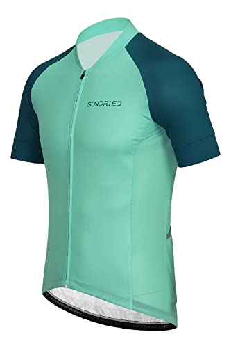 SUNDRIED Maillot Ciclista clásico de Manga Corta para Hombre Bicicleta de Pista Top Ciclismo de montaña Kit de Ciclismo (Verde, XL)