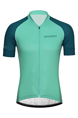 SUNDRIED Maillot Ciclista clásico de Manga Corta para Hombre Bicicleta de Pista Top Ciclismo de montaña Kit de Ciclismo (Verde, XL)