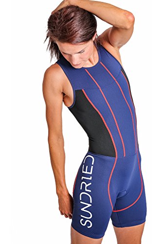 SUNDRIED mujer acolchada Triathlon Tri Suit compresión Duatlón Ejecución de juego de la piel Natación Ciclismo (azul, XL)