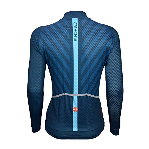 SUNDRIED Mujer Pro Range Maillot de Ciclismo Manga Larga Camiseta de Bicicleta para Bicicleta de Pista Ropa de Ciclismo Profesional (Azul, S)