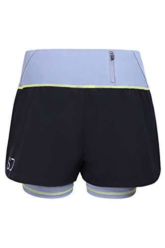 SUNDRIED Pantalones Cortos de Las Mujeres de Gimnasio Operando Fitness y Entrenamiento 2-en-1 Negro Short Shorts (X-Large)