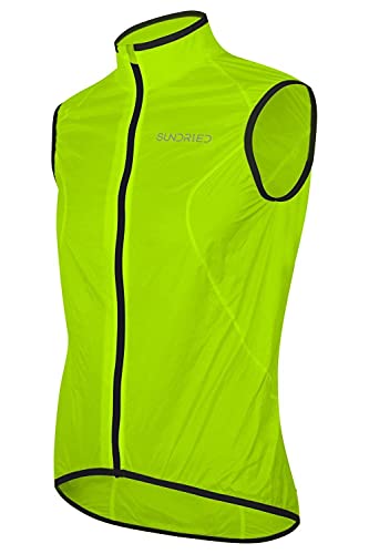 SUNDRIED Paquete de Gilet Ciclismo Correr a Prueba de Viento Resistente al Agua Deporte Chaleco Reflectante Chaleco Ultra Ligero (Blanco, L)