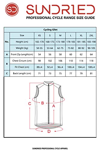 SUNDRIED Pro Cycling Gilet Chaleco de Ciclismo Ligero Chaleco Deportivo para Ciclismo y Carrera (Azul, M)