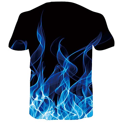 SunFocus Camisetas para Hombre Verano Casual 3D Cool Manga Corta Personalizada Cuello Redondo Impreso Camisetas gráficas Tops XXL