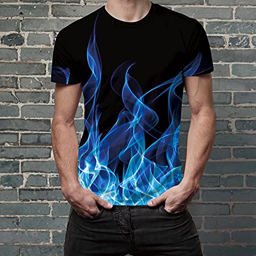 SunFocus Camisetas para Hombre Verano Casual 3D Cool Manga Corta Personalizada Cuello Redondo Impreso Camisetas gráficas Tops XXL