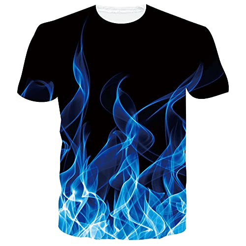 SunFocus Camisetas para Hombre Verano Casual 3D Cool Manga Corta Personalizada Cuello Redondo Impreso Camisetas gráficas Tops XXL