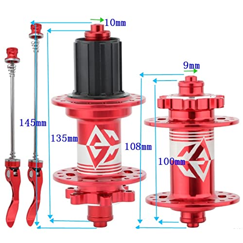 SUNGOOYUE 32 Agujeros de Aleación de Aluminio, Ligero, Delantero, Trasero, Eje de Bicicleta, Cubo de Rueda Y Eje de Bicicleta, Kit de Palanca de Liberación Rápida para Bicicleta de Montaña