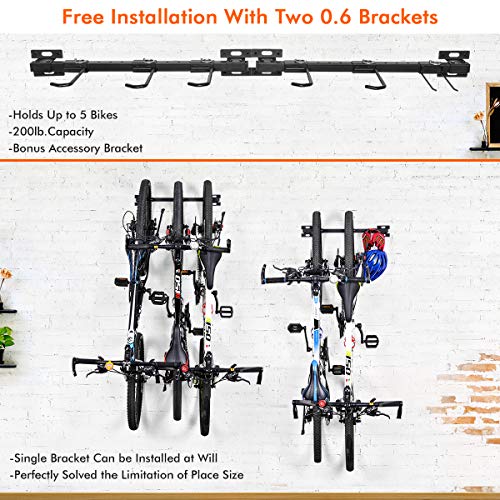 Sunix - Soporte para aparcar bicicletas, Montaje de pared para 5 bicicletas, Wall Mounting For 5 Bikes
