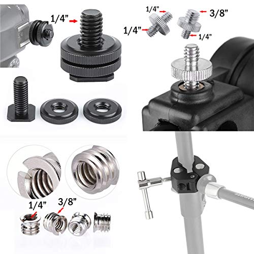 Super Clamp con cabezas de trípode Soporte de abrazadera Clip de cangrejo para cámara Rotación de 360 ​​° con roscas de 1/4 "y 3/8" para cámara para fotografía, cámara, monopié, video