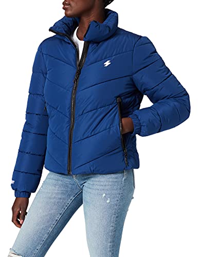 Superdry Acolchado Deportivo sin Capucha Chaqueta, Azul Marino, S para Mujer