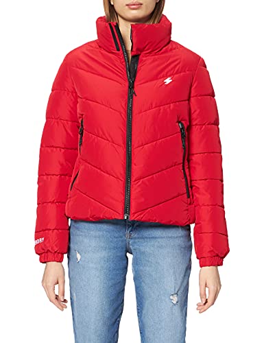 Superdry Acolchado Deportivo sin Capucha Chaqueta, Risk Red, XL para Mujer