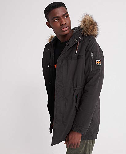 Superdry Hombre Parka de Aviador Mountain Rookie Negro Horno M