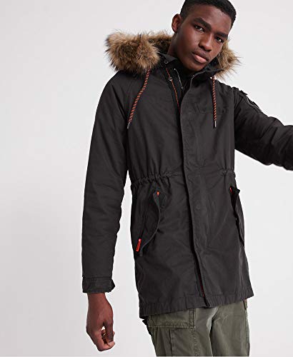 Superdry Hombre Parka de Aviador Mountain Rookie Negro Horno M