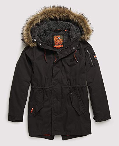 Superdry Hombre Parka de Aviador Mountain Rookie Negro Horno M