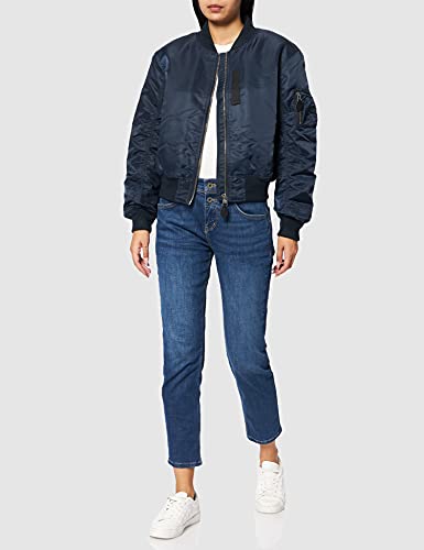 Superdry Ma1 Bomber Chaqueta, Azul Marino y Cromo, S para Mujer