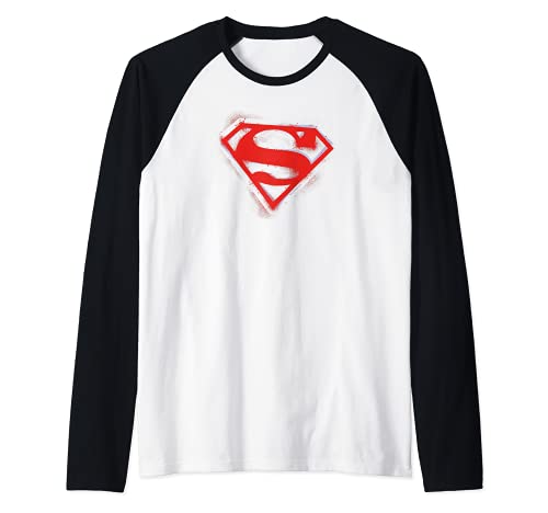 Superman Spray Paint Shield Camiseta Manga Raglan