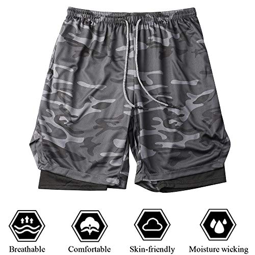 Superora Shorts Deportivos Hombre 2 en 1 Pantalones Cortos para Correr con Forro de Bolsillo Incorporado Secado Rápido Transpirable para Running Gym Entrenamiento