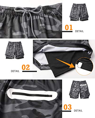 Superora Shorts Deportivos Hombre 2 en 1 Pantalones Cortos para Correr con Forro de Bolsillo Incorporado Secado Rápido Transpirable para Running Gym Entrenamiento