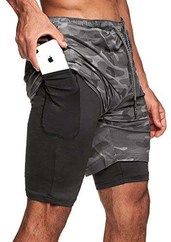 Superora Shorts Deportivos Hombre 2 en 1 Pantalones Cortos para Correr con Forro de Bolsillo Incorporado Secado Rápido Transpirable para Running Gym Entrenamiento