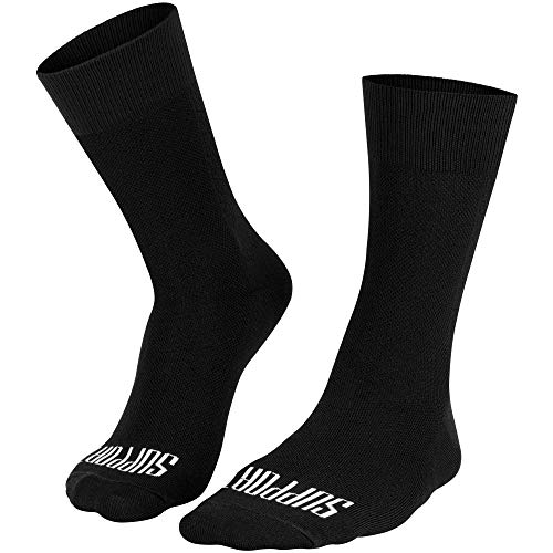 Support, calcetines de ciclismo para hombre, superligeros, tecnología transpirable, de fibra antideslizante, unisex, accesorios de ciclismo, senderismo, escalada color negro, 42 – 44 EU