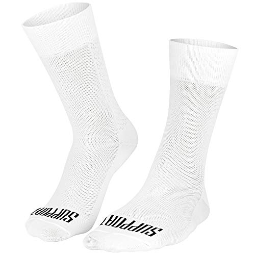 Support, calcetines de ciclismo para hombre, superligeros, tecnología transpirable, de fibra antideslizante, unisex, accesorios de ciclismo, senderismo color blanco, 8-9 UK / 42-44 EU