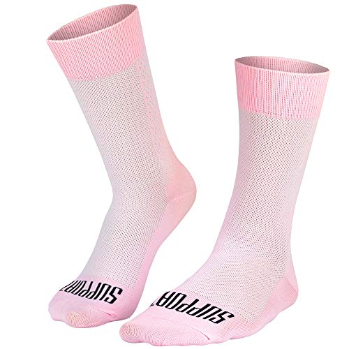 SUPPORT Calcetines de ciclismo superligeros hombre, tecnología transpirable, unisex, accesorios ciclista, senderismo, escalada, equitación, Rosa 39–41 EU