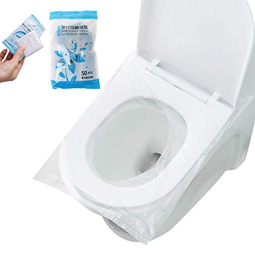 Surplex 50 Pcs Fundas protectoras desechables para inodoro, Asiento Inodoro Fundas WC Protector resistente al agua para Baño, viaje, hospital, hogar