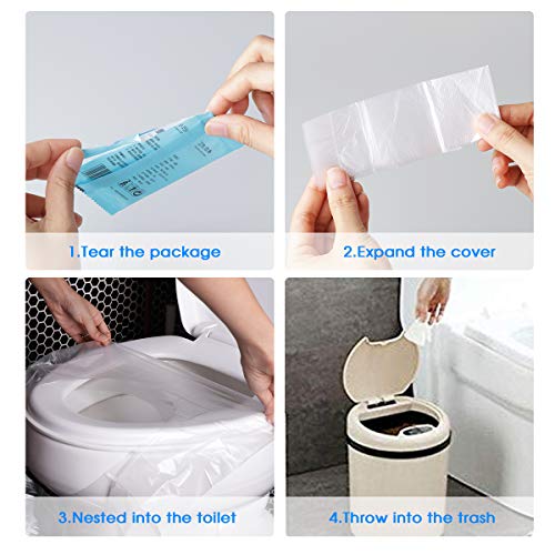 Surplex 50 Pcs Fundas protectoras desechables para inodoro, Asiento Inodoro Fundas WC Protector resistente al agua para Baño, viaje, hospital, hogar