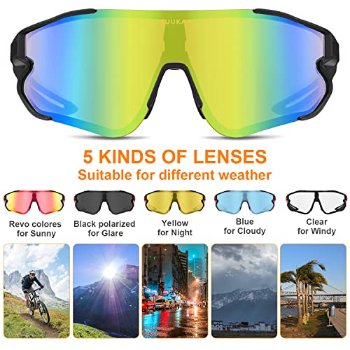 SUUKAA Ciclismo Gafas CE Certificación Polarizadas con 3 Lentes Intercambiables UV 400 Gafas,Corriendo,Moto,MTB Bicicleta Montaña,Camping y Actividades al Aire Libre para Hombres y Mujeres