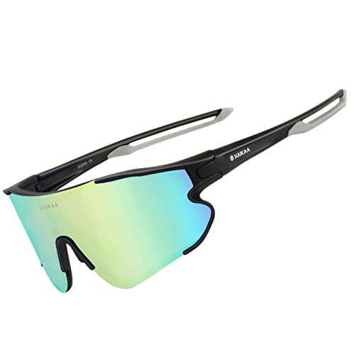 SUUKAA Ciclismo Gafas CE Certificación Polarizadas con 3 Lentes Intercambiables UV 400 Gafas,Corriendo,Moto,MTB Bicicleta Montaña,Camping y Actividades al Aire Libre para Hombres y Mujeres
