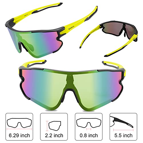 SUUKAA Ciclismo Gafas CE Certificación Polarizadas con 3 Lentes Intercambiables UV 400 Gafas,Corriendo,Moto,MTB Bicicleta Montaña,Camping y Actividades al Aire Libre para Hombres y Mujeres TR-90