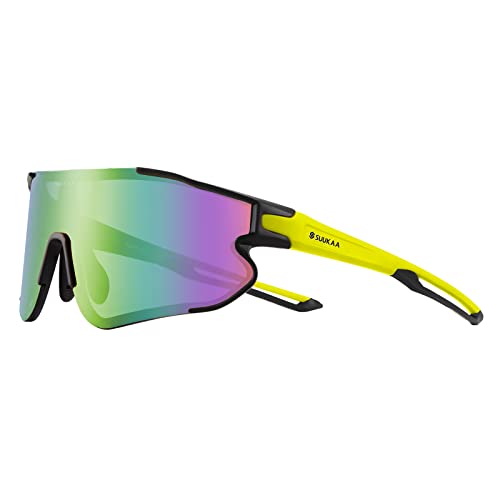 SUUKAA Ciclismo Gafas CE Certificación Polarizadas con 3 Lentes Intercambiables UV 400 Gafas,Corriendo,Moto,MTB Bicicleta Montaña,Camping y Actividades al Aire Libre para Hombres y Mujeres TR-90