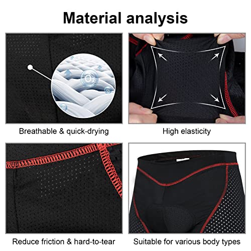 SUUKAA Pantalones Cortos de Ciclismo para Mujer/Hombres Unisexo Ropa Interior Deportiva con Acolchado Elástico Transpirable de Gel 5D,MTB Bicicleta Pantalones Cortos