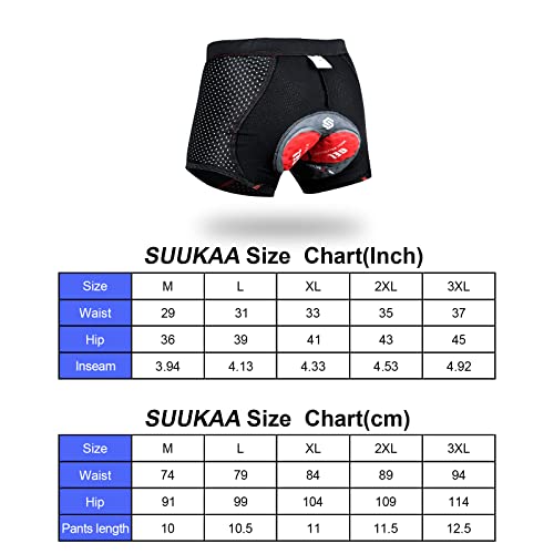 SUUKAA Pantalones Cortos de Ciclismo para Mujer/Hombres Unisexo Ropa Interior Deportiva con Acolchado Elástico Transpirable de Gel 5D,MTB Bicicleta Pantalones Cortos