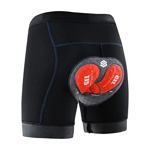 SUUKAA Pantalones Cortos de Ciclismo Ropa Interior Deportiva para Mujer/Hombres Unisexo con Acolchado Elástico Transpirable de Gel 5D,MTB Bicicleta Pantalones Cortos