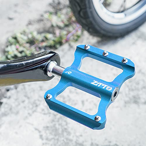 SUUKAA Pedales de Plataforma de Aluminio CNC para Bicicleta de Carretera Ligeros Pedales para MTB BMX (Azul)