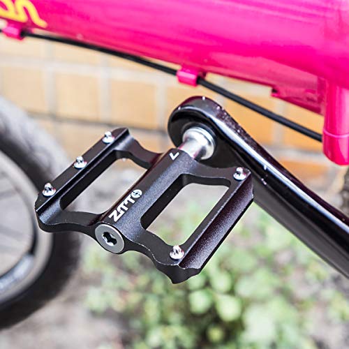 SUUKAA Pedales de Plataforma de Aluminio CNC para Bicicleta de Carretera Ligeros Pedales para MTB BMX (Negro)