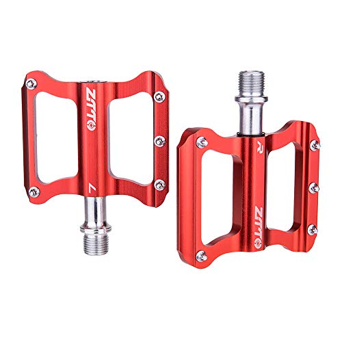 SUUKAA Pedales de Plataforma de Aluminio CNC para Bicicleta de Carretera Ligeros Pedales para MTB BMX (Rojo)