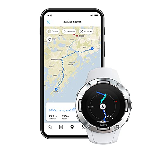 Suunto 5 Reloj Deportivo GPS Ligero y Compacto, Seguimiento 24/7 de Actividad física, Medición del Ritmo cardiaco en la muñeca, Unisex-Adulto, Blanco, Talla Única