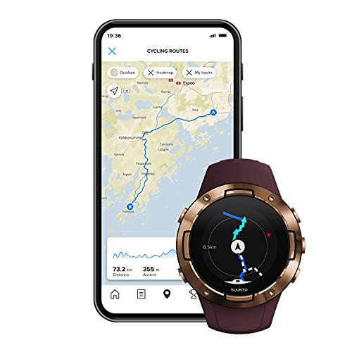 Suunto 5 Reloj Deportivo GPS Ligero y Compacto, Seguimiento 24/7 de Actividad física, Medición del Ritmo cardiaco en la muñeca, Unisex-Adulto, Burdeos/Cobre, Talla Única