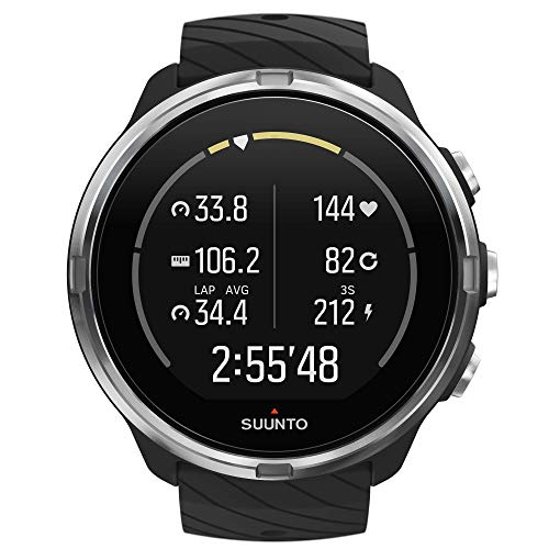 Suunto 9 Reloj Deportivo GPS con batería de Larga duración y medición del Ritmo cardiaco en la muñeca, Unisex-Adulto, Negro/Acero, Talla Única