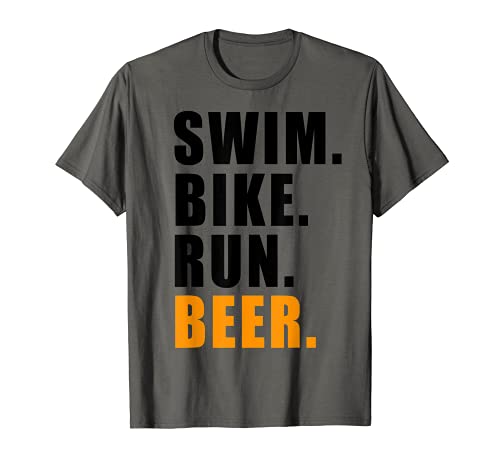 SWIM BIKE BEER CERVEZA TRIATLETA TRIATLÓN REGALOS HOMBRES Camiseta