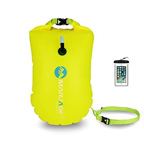 Swim Buoy 28L con Bolsa Seca y Funda Impermeable para teléfono móvil, bañador Hinchable de Agua Abierta Flotador de Burbujas para Nadadores, triatletas, snorkelers y natación Segura, Naranja …