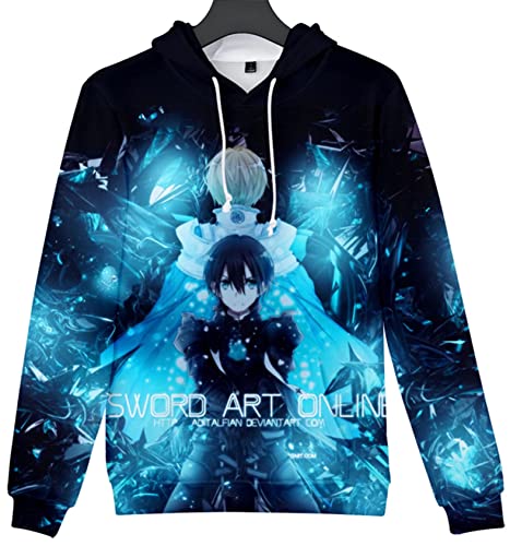 Sword Art Online Manga 3D Sudaderas Kirigaya Suguha Cosplay Pullover Sudaderas Anime SAO Bajo Mundo Alice Yuuki Kirito Manga Larga Ropa Deportiva Tops, 14 Sword Art Online, L